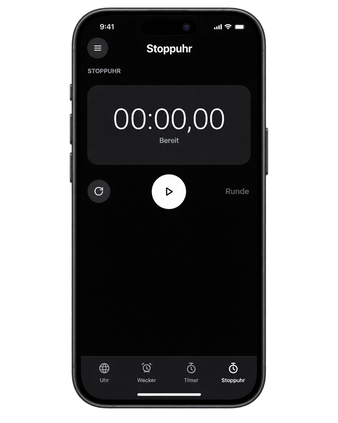 Stoppuhransicht der SchulWecker-App